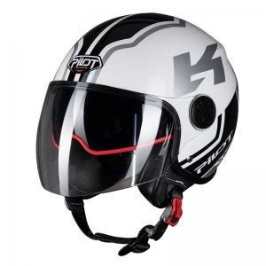 PILOT - Offenes FAZER-Helm (Sonnenvisier), weiß / grau [bicolor] [S]