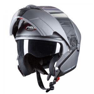 PILOTA - Casco Flip-up TURN (con visiera solare), grigio opaco [M]