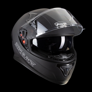 PILOTA - Casco integrale SNAKE (con visiera solare), nero opaco [XS]