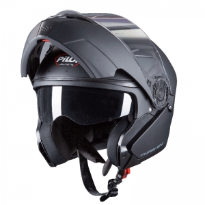 PILOTO - Casco Abatible TURN (con visera solar), negro mate [M]