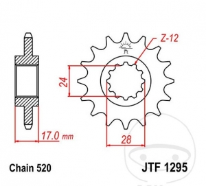 Pinhão dianteiro JTF1295.14 (passo 520) - Honda CBR 600 F - JM