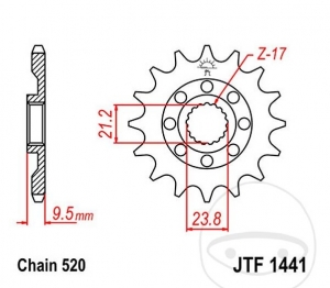 Pinhão dianteiro JTF1441.13 (passo 520) - Suzuki RM-Z 450 ('07-'14) / Suzuki RMX 450 Z ('10-'17) - JM