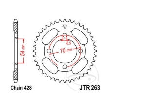 Pinhão traseiro JTR506.40 (passo 428) - FKM FK12 125 MS ie Mini Scrambler CBS ('19-'21) - JT