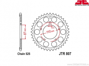 Pinhão traseiro Suzuki GSF 400 Bandit / GSF 650 Bandit / GSF 650 S Bandit / GSX 650 F / SV 650 / SV 650 S - JTR 807 - JT