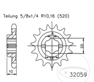 Pinion fata Esjot - 13 dinti (pas 520) - Husqvarna CR 125 / SM 125 / S / SMS 125 2T / WR 125 / WRE 125 - JM