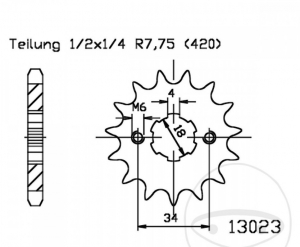 Pinion fata Esjot - 19 dinti (pas 420) - E-Ton RXL 50 Viper ('03-'07) - JM