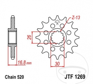 Pinion fata JTF1269.17 (pas 520) - Honda CBR 600 F / CBR 1000 RA Fireblade ABS / CBR 1000 RR Fireblade - JM