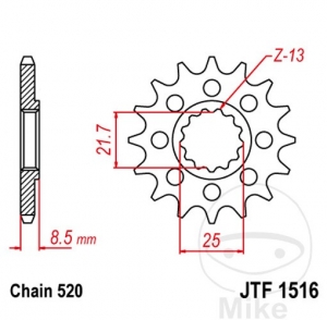 Pinion fata JTF1516.15 (pas 520) - Kawasaki ZX-10R 1000 F Ninja / 1000 J Ninja / 1000 J Ninja Anniversary Edition - JM