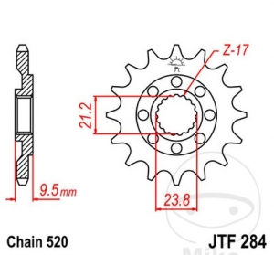 Pinion fata JTF284.12(pas 520) - HM-Moto CRE-F 450 R / 490 X ie / 500 R ie / CRM-F 500 R ie / Honda CR 250 R / CR 500 R -