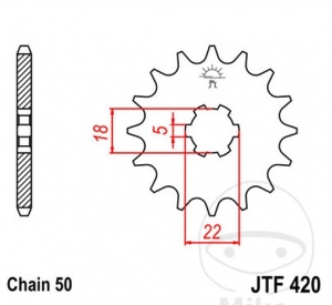 Pinion fata JTF420.15 (pas 530) - Suzuki GT 500 ('76-'79) / RM 250 ('80-'81) - JM