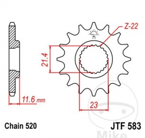 Pinion fata JTF583.13 (pas 520) - JM