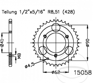 Pinion spate Esjot negru - 28 dinti (pas 428) - Aeon Cobra 50 2WD / Revo 100 W 2WD - 50 Mini Kolt 2WD -  50 W 2WD - JM