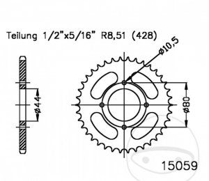 Pinion spate Esjot negru - 28 dinti (pas 428) - Buffalo/Quelle Rex 50 / Explorer Bullet 50 / Kreidler Mustang 50 REV - JM