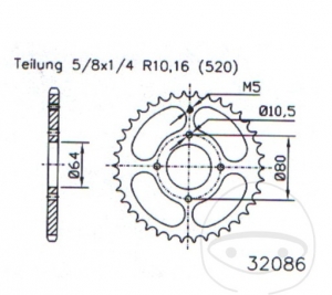 Pinion spate Esjot negru - 28 dinti (pas 520) - Adly/Herchee ATV 150 S Sport - U Utility / Crossover 150 - Boost - JM