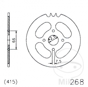 Pinion spate Esjot negru - 44 dinti (pas 415) - Hercules Optima 50 2-Gang / 50 3 -  50 3S - P3 50  2-Gang / Prima 25 2S - JM