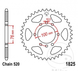 Pinion spate JTR1825.48 (pas 520) - Suzuki GN 400 L Gussrad / GN 400 Speichenrad / GN 400 TD Speichenrad / GSX-R 1100 - JM