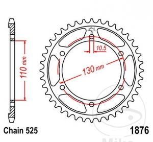 Pinion spate JTR1876.43 (pas 525) - Suzuki GSX-S 1000 SRQ Katana ABS / STQ Katana ABS - UF / GSX-S 750 A ABS - AZ ABS - JM