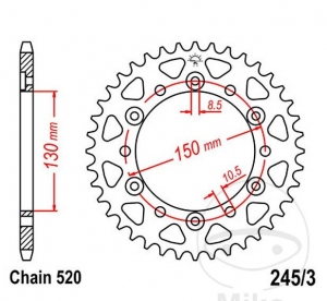 Pinion spate JTR245/3.47 (pas 520)- Honda FMX 650 / FX 650 Vigor / NX 650 Dominator / 650  Ritzel feinverzahnt  - JM