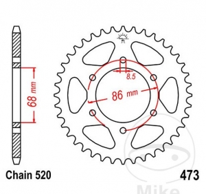 Pinion spate JTR473.37 (pas 520) - Kawasaki Z 200 A ('77-'80) /  Z 250 C ('80-'82) / Z 250 G Ltd ('81-'84) - JM