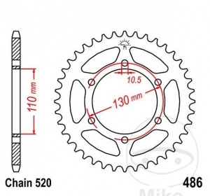 Pinion spate JTR486.46 (pas 520) - Kawasaki EL 250 B Eliminator /  250 D Eliminator / 250 E Eliminator /  252 F Eliminator - JM