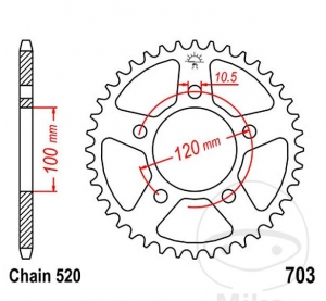 Pinion spate JTR703.40 (pas 520) - Yamaha FZ6 S2 600 NHG / FZ6 S2 600 SAHG Fazer ABS / FZ6 S2 600 SHG Fazer / YZF-R6 600 - JM