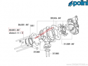 Pistón (diámetro 47mm / relación D) - Peugeot Jet Force 50 (carburador) / Ludix 50 / Ludix 50 Blaster - Polini