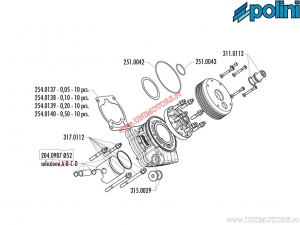 Piston 2T (diamètre 52mm / taille A) - 204.0987/A - Piaggio Zip 50 2T SP H2O ('96-'00) / Zip 50 2T SP H2O ('01) - Polini