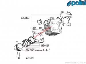 Piston 4T (diamètre 49mm / cote A) - 204.0779/A - Aprilia Scarabeo 50 4T 2V Restyling (Piaggio) / Piaggio Zip 50 4T 2V - Polini