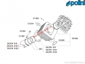 Piston (diamètre 40,4mm) - 204.0744 - Peugeot Buxy 50 / Metal, X 50 / Speedfight 50 AIR / Trekker 50 / Zenith 50 - Polini