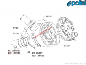 Piston (diamètre 50,4 mm) - 204.0914 - Aprilia AF1 50 Minarelli AM6 / Malaguti Drakon 50 / Yamaha DT 50 R Minarelli AM6 - Polin