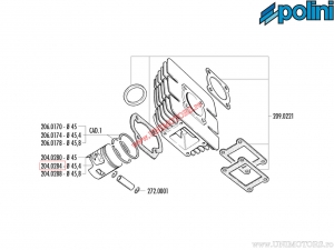 Piston (diameter 45.4mm) - Yamaha Chappy 50 / DT 50 - Polini