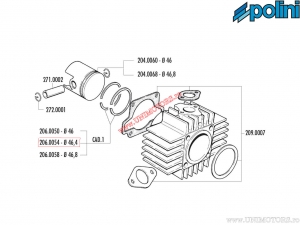 Piston segment (diameter 46.4mm / thickness 1.5mm) - 206.005 - CPI Hussar 50 ('03) / Honda Wallaroo 50 - Polini