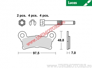 Plaquettes de Frein Arrière - MCB864SH Sinterisées SH - Lucas TRW