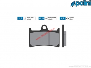 Plaquettes de frein avant frittées (69,14x51,2x8,7mm) - Polini