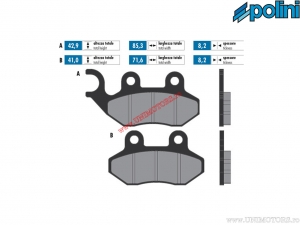 Plaquettes de frein avant frittées (85,3x42,9x8,2mm / 71,6x41x8,2mm) - 1742099.F - Polini