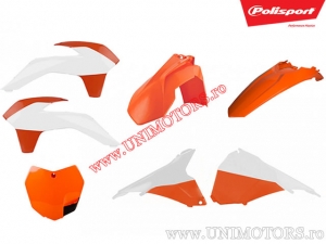 Plastic set (white - orange) - KTM EXC / EXC-F / EXC Six Days ('14-'16) - Polisport