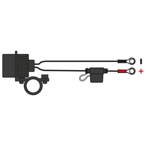 Prise USB Double avec Support de Guidon (5V 2Amp / Fusible de 10 Ampères) - Oxford