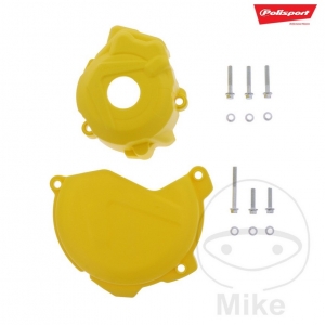 Protección de la tapa del embrague y encendido conjunto amarillo Polisport - Husqvarna FC 250 ('14-'15) / KTM SX-F 350 ie 4T ('