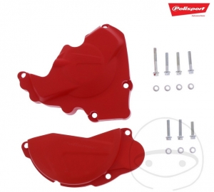 Protección de tapa de embrague e ignición conjunto rojo Polisport - Honda CRF 250 R ('13-'17) - JM