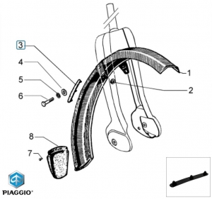 Protezione in gomma per parafango anteriore - Moped Piaggio Ciao / Ciao PX / Ciao Mix / Si Mix 2T AC 50cc - Piaggio