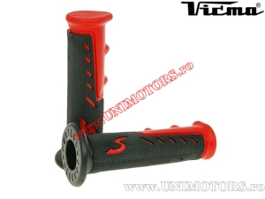 Puños de Motocicleta / Scooters - 828 / Negro-Rojo - (Vicma)