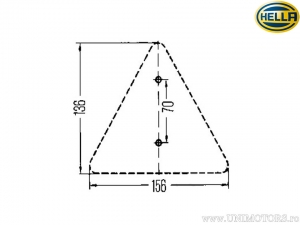 Réflecteur (œil de chat) triangle 156 x 136 mm rouge - Hella