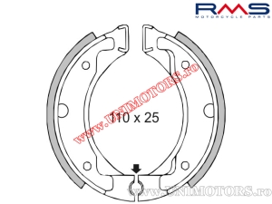 Rear brake shoes - MBK Booster / Booster NG / Fizz / Forte / Flipper / Yamaha BWS / BWS NG / Jog / Zuma - 50cc 2T - (RMS)