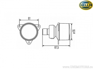 Rear fog lamp D: 55mm red color - Hella