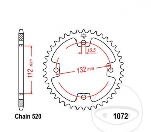 Rear pinion JTR1072.36 (step 520) - Kymco Maxxer 250 Offroad - Onroad / 300 Offroad - Offroad Wide - Offroad Wide LOF - JM