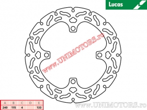 Rear Racing Brake Disc MST339RAC Rigid - Lucas TRW