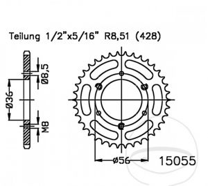 Rear Sprocket Esjot Black - 32 Teeth (Pitch 428) - Adly/Herchee ATV 50 - VG - VS / Bombardier DS 50 / CPI Crab 50 - JM