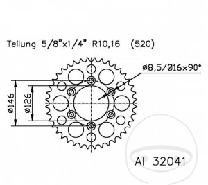 Rear Sprocket Esjot Silver - 40 Teeth (520 pitch) - Suzuki DR 350 SE ('96-'98) - JM