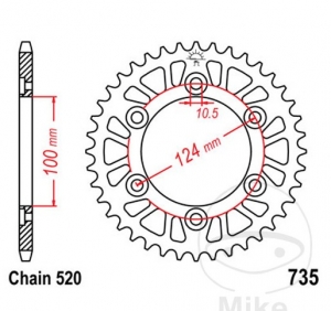 Rear Sprocket JTR735.41 (pitch 520) - Ducati 907 900 ie / MH 900 E / Monster 600 - City - City Dark - Dark - Metallic - JM