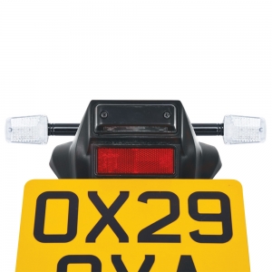 Rectangular moto indicators with black long stem and clear lens (95x38x33mm) - Oxford